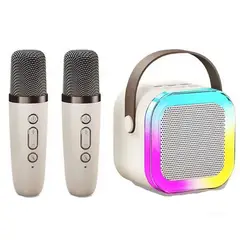 GENERICO - Karaoke Portatil Bluetooth Maquina 2 Microfonos Luces