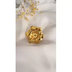 GENERICO - Anillo con baño en oro de 24 kt - Bloom esmeralda