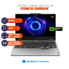 LENOVO - Portátil Gamer LOQ 15.6" FHD 144Hz i5 13450HX / RTX 5050 8GB / RAM 64GB / SSD 4TB / Win 11