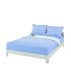 PASTELL - Sabana ajustable y 2 fundas cama king azul claro 30 cms
