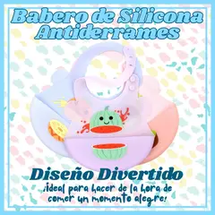 AMERICAN GENERICS - Babero Silicona Impermeable Bebe Alimentacion Pack x 3 Unds