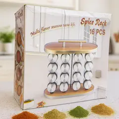 TECNOHOGAR JS - Condimento Especiero Organizador Especias 12 Frascos Vidrio