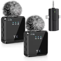 TECNOHOGAR JS - Micrófono Solapa Inalámbrico 3 En 1 F11 Cancelacion Ruido X2