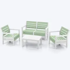 RIMAX - Sala Barú 4 Puestos Verde Salvia - Blanco