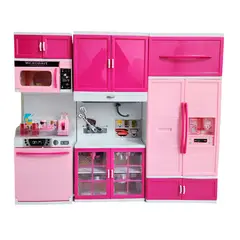 GENERICO - Cocina Muñecas Horno Luz Nevera Sonido 3 Modulos Niñas
