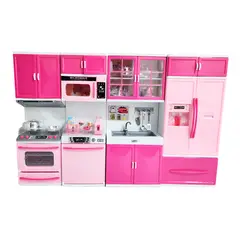GENERICO - Cocina Muñecas Horno Luz Nevera Sonido 4 Modulos Niñas