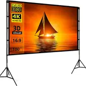 TECNOHOGAR JS - Telon Pantalla Proyector Tripode 100 Pulgadas 4k Con Maleta