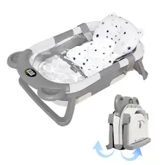 FRAGOLA KIDS - Bañera Plegable Bebe Tina Con Desague Termometro Y Cojin Gris