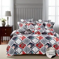 VOYPRE - Edredón Estampado - Unicolor Grueso Tamaño Doble Flores Rojo - Blanco