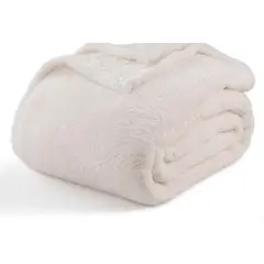 SIRENITAS - Cobija térmica sherpa 170x2m Cama Sencilla Pie de cama Marfil