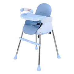 FRAGOLA KIDS - Silla Comedor Bebe 4En1 Juguetes Doble Bandeja Booster Azul