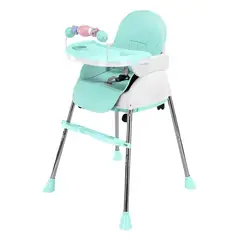 FRAGOLA KIDS - Silla Comedor Bebe 4En1 Juguetes Doble Bandeja Booster Verde