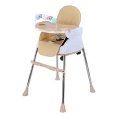 FRAGOLA KIDS - Silla Comedor Bebe 4En1 Juguetes Doble Bandeja Booster Beige