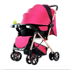 FRAGOLA KIDS - Coche Paseador Bebe Barra Reversible Rosa Juguete Mosquitero