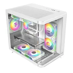 ICEBERG - Chasis Gamer CrystalWave Blanco M-ATX 3 Vent.ARGB Maxi Infinit