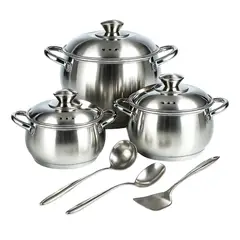 SWISSHOME - Batería de 3 ollas Acero inoxidable con accesorios