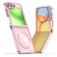 GENERICO - Funda Escarcha Case Compatible Samsung Z Flip 6 Rosa Transparente
