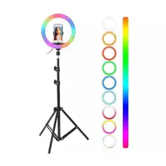 AMERICAN GENERICS - Aro de Luz 26cm RGB con Trípode y Control Remoto