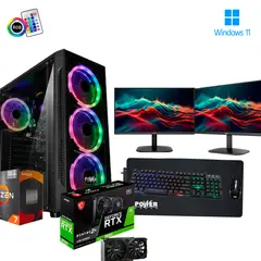 AMD - PC GAMER RYZEN 7 5700G 32GB RAM + RTX 3050 6GB CON DOBLE MONITOR 22" 600W 80+