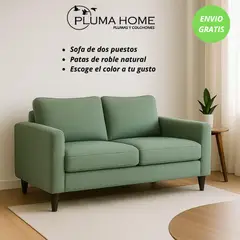 PLUMA HOME - Sofá de Dos Puestos con Patas de Roble Natural - Color Personalizable
