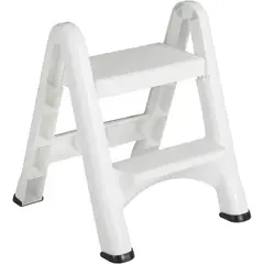 RUBBERMAID COMMERCIAL - Escalera Plástica Rubbermaid 2 Pasos Plegable Blanca