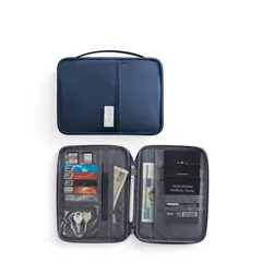 GENERICO - Porta Documentos Organizador Viaje Pasaporte Tarjetas Llaves Azul