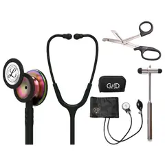 LITTMANN - Fonendoscopio Classic 3 Black Rainbow 5870 + Tensiometro + Martillo + Tijera