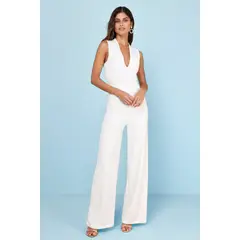 NEGRELI - Enterizo Palazzo Escote Profundo con Espalda Cruzada