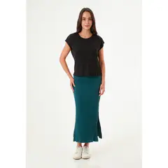 BELIFE - Falda larga verde para mujer