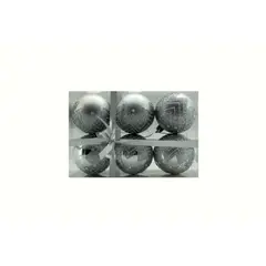 NAVILANDIA - SET X 6 BOLAS 7 CM BOLAS PUNTOS BLANCOS PLATEADO