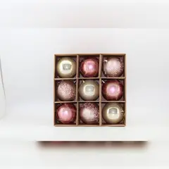 NAVILANDIA - SET X 9 BOLAS PINTADAS 10CM ORO ROSA