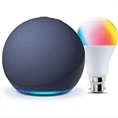 AMAZON - Alexa Parlante Echo Dot 5ª Azul + Bombillo Smart LED 9w