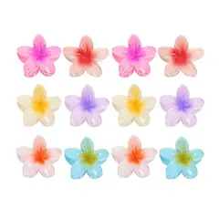GENERICO - Set x 12 Pinza Caimán Gancho Flor Hawaiana Pelo Cabello