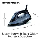 HAMILTON BEACH - Plancha De Ropa Suela Antiadherente Extra Glide Negro