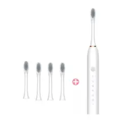 GENERICO - Cepillo De Dientes Color Blanco Eléctrico Recargable con 4 Cabezales Cuidado Completo