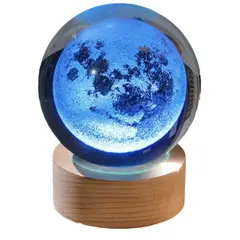GENERICO - Lampara de esfera de cristal 3d luna rgb 8cm