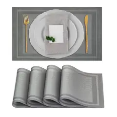 GENERICO - Individuales X 4 Unid Manteles Rectangular Pvc Mesa Comedor Lavables