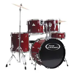 TOM GRASSO - Batería Acústica Completa 5 Piezas Vinotinto