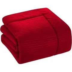 GENERICO - EDREDÓN TIPO PLUMÓN ROJO DOBLE + DOS FUNDAS