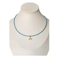 MERAKI - Collar de cristal murano celeste con terminales bañados en oro