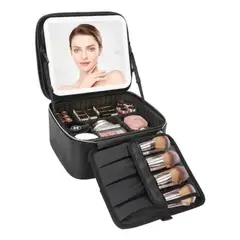 TELEPRODUCTOSBOGOTA - Bolsa De Maquillaje De Viaje Espejo Led Estuche De Maquilla
