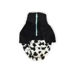 WAWAW - Saco XS cuello alto cremallera bisonte blanco manchas negras con corte negro