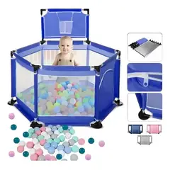 FRAGOLA KIDS - Corral Corralito Juego Bebe Niños Mat Alfombra Piscina Azul