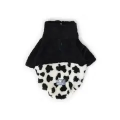 WAWAW - Saco 3XL cuello alto cremallera bisonte blanco manchas negras con corte negro