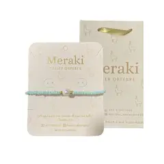 MERAKI - Pulsera de cristal murano celeste con perla bañada en oro 24kt