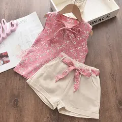 LUSOLSI - Ropa de verano para niñas chaleco sin mangas pantalones cortos