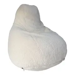 DORMIPUFF - Puff Pera Tela Peluche Blanco Silla Cojín
