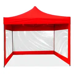 JARDIMEX - Carpa Toldo 3x3 Paredes Transparente Impermeable Jardin Roja