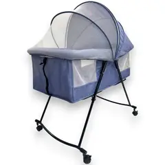 KIDSHOP - Corral Cuna Mecedora Para Bebé Portátil C118 Azul