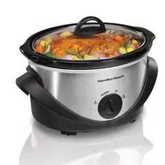 HAMILTON BEACH - Olla de Lenta Cocción 3.8 Litros, Plata